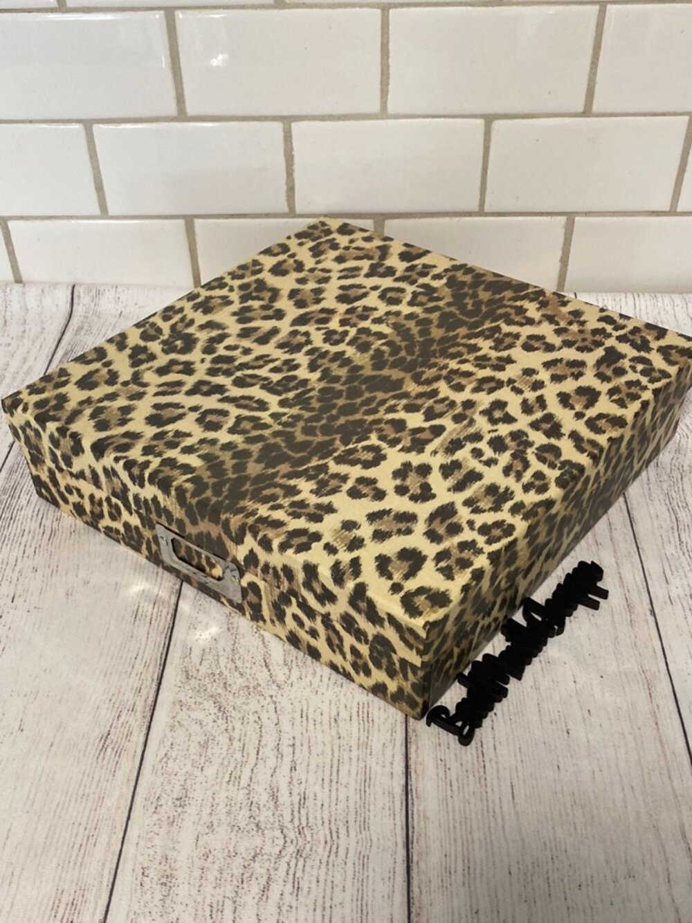12x12 Leopard Print Kitsch Retro Inspired Photo Storage or Display Box